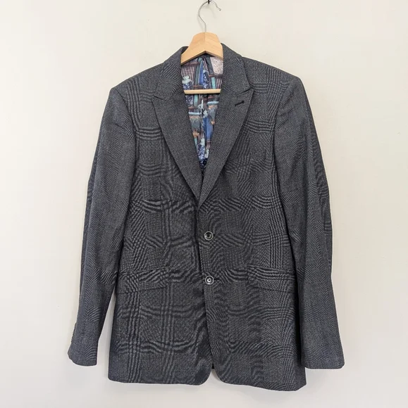Ted Baker London Men's Modern Fit Blazer Grey Check Wool‎ Apothecary - Picture 2 of 16